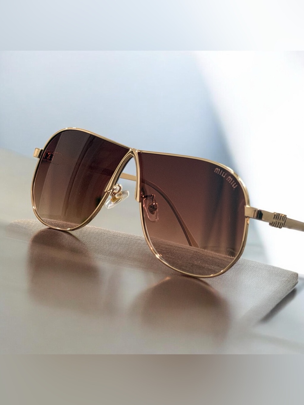 Gold Metal Frame with Brown Gradient Lenses Sunglasses